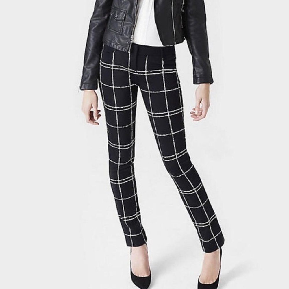 Express Windowpane Black And White Columnist Pants - image 1